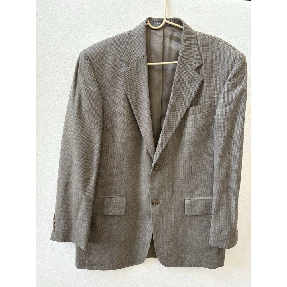 Mens Oscar De La Renta Wool Silk Blend Houndstooth Sportscoat Blazer Jacket 42R